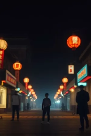 《信号灯熄灭时》剧照，暴雨夜十字路口的车灯长龙