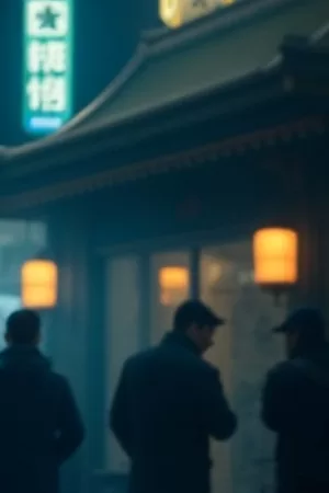 《雨落青石巷》剧照，雨中的老巷与撑伞走过的背影